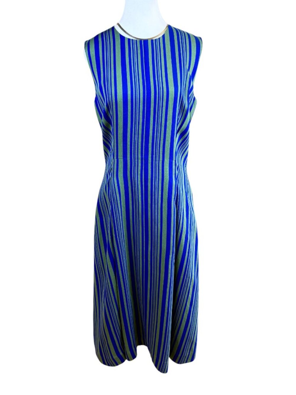 COS Dress Blue Green Minimalist Striped Maxi Dress Sleeveless (8) NWT